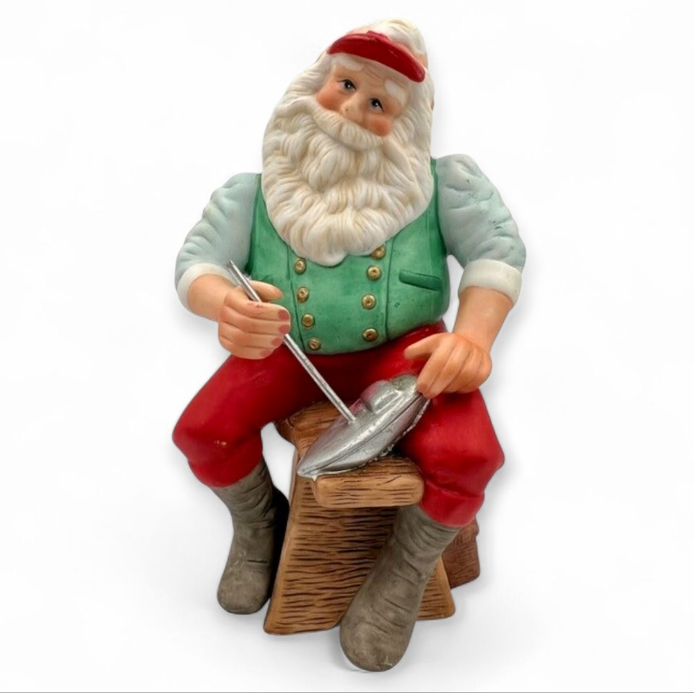 Hallmark Hand Painted Vintage Porcelain Santa Toymaker Sailboat Made‎ In Taiwan